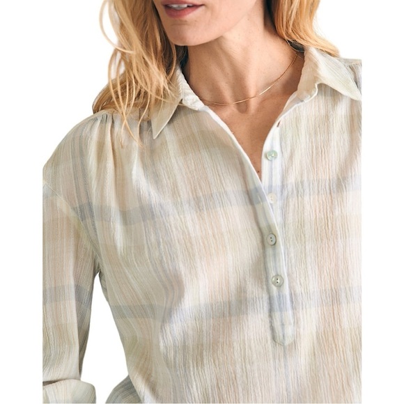 FAHERTY Olli Gauze Organic Cotton Top in Atwood Plaid - Picture 3 of 13